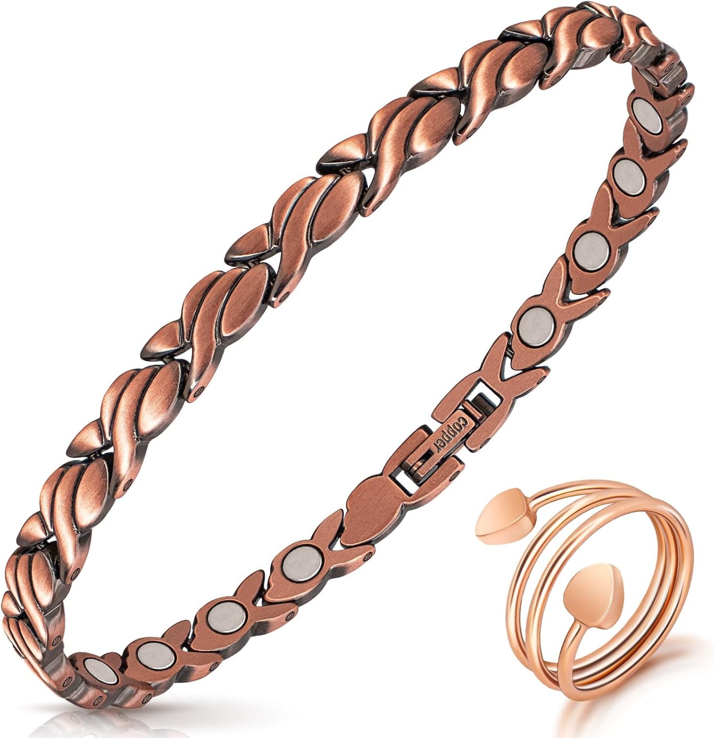 Pure Copper Magnetic Heart Anklet for Women – Adjustable Wellness Ankle Bracelet Gift
