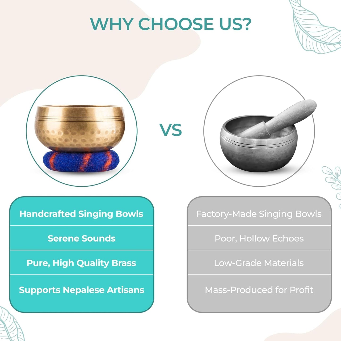 Tibetan Singing Bowl Set — Handcrafted Sound Healing Instrument for Meditation & Mindfulness