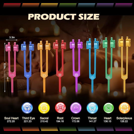 8-Piece Weighted Chakra & Soul Purpose Tuning Fork Set