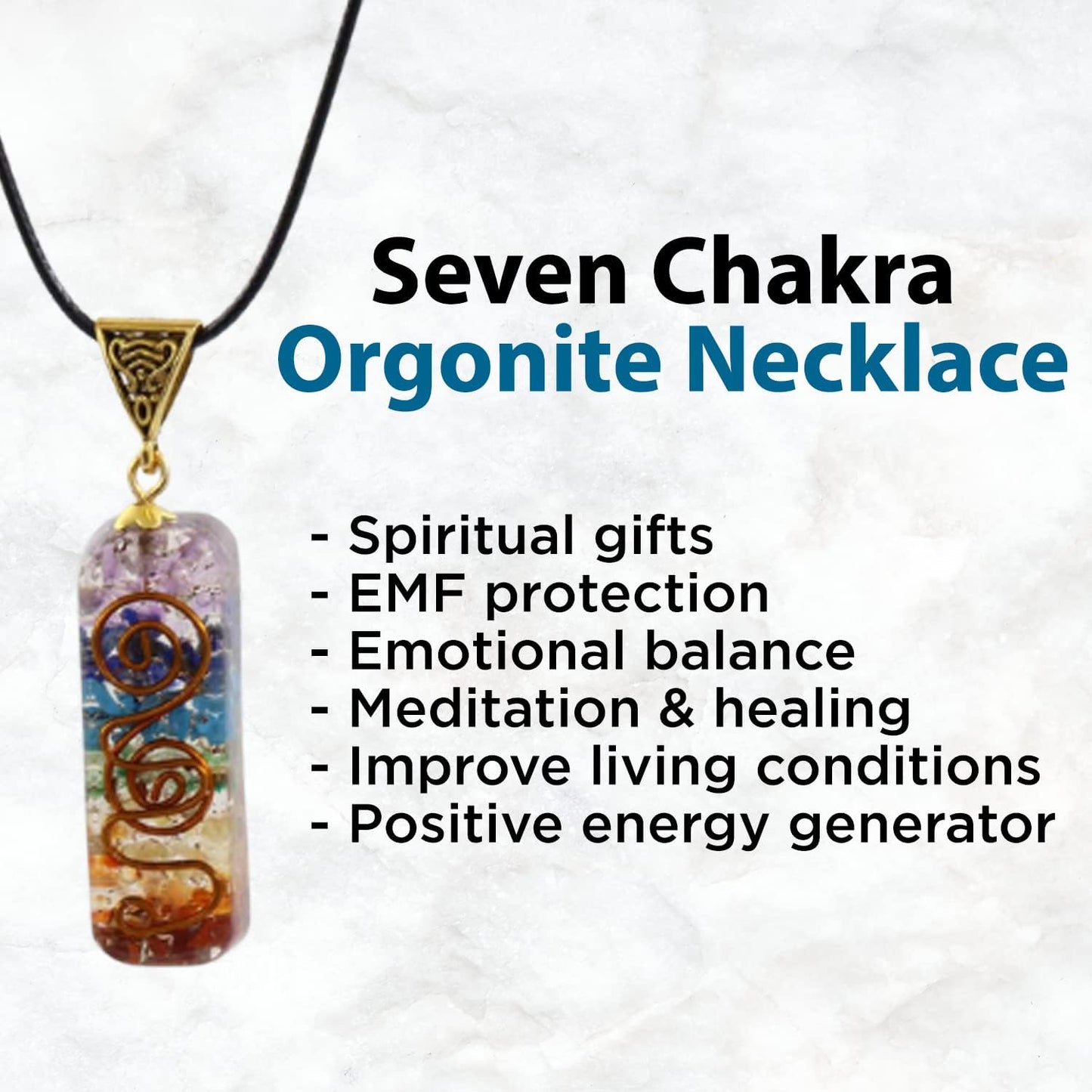 Seven Chakra Orgone Pyramid Set β Energy Healing & Protection Kit with Chakra Necklace
