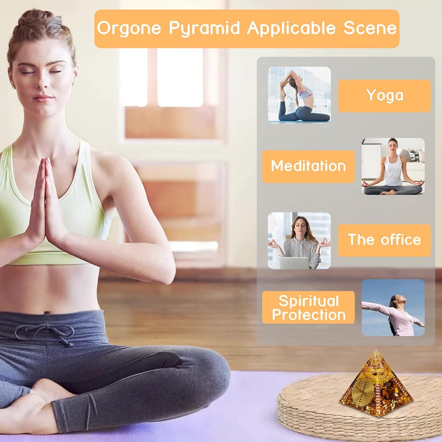 Handmade Tiger’s Eye Orgone Pyramid – Powerful Energy Generator for Protection & Prosperity