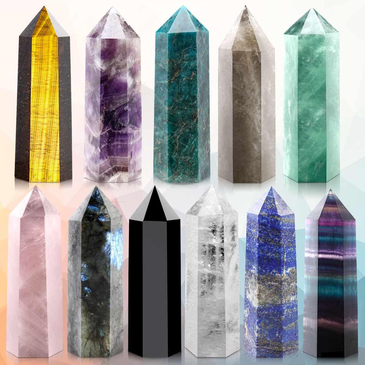 Large Clear Quartz Healing Crystal Wand – 4" Obelisk Tower