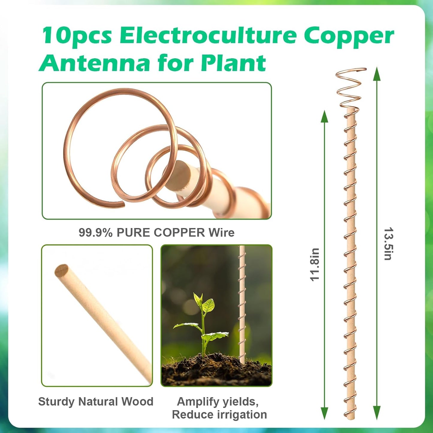Electroculture Plant Antennas – Copper Energy Stakes for Next-Level Growth (10 Pcs)