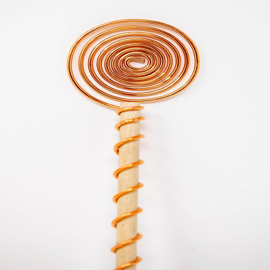 Electroculture Garden Antennas – 12" Copper & Wood Sun Spiral Stakes (5 Pack)
