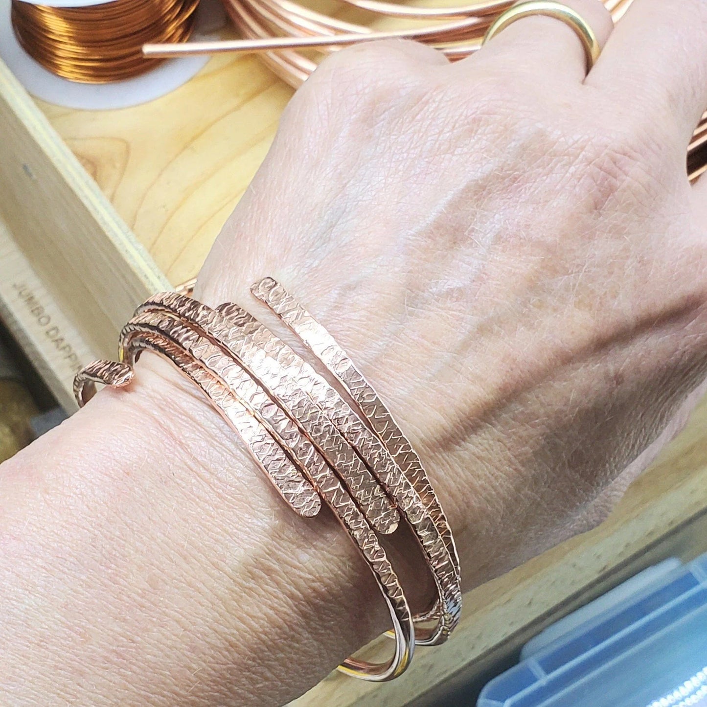 Handcrafted Copper Bangle – Hammered & Adjustable