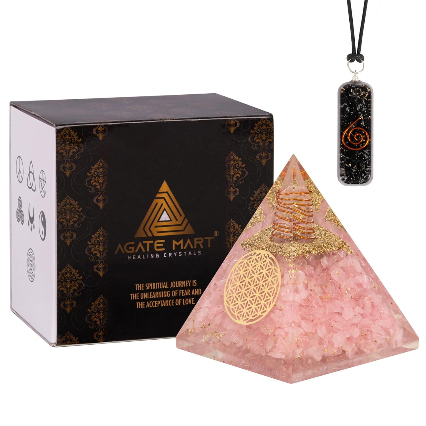 Black Tourmaline Orgonite Pyramid & Pendant Set – Energy Cleansing & Protection