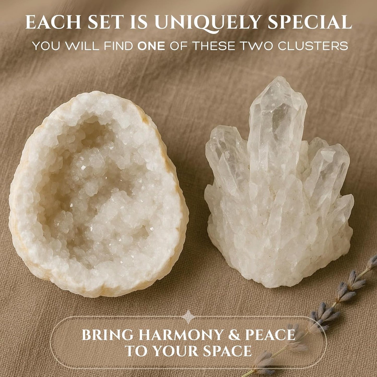 Premium Clear Quartz Crystal Set – Tower, Raw Stone & Cluster with Wooden Gift Box & Info Card