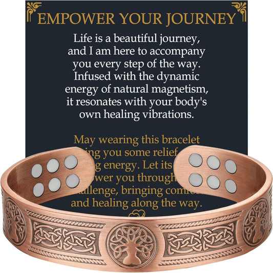 Copper Magnetic Cuff Bracelet — Tree of Life Design — product image 1