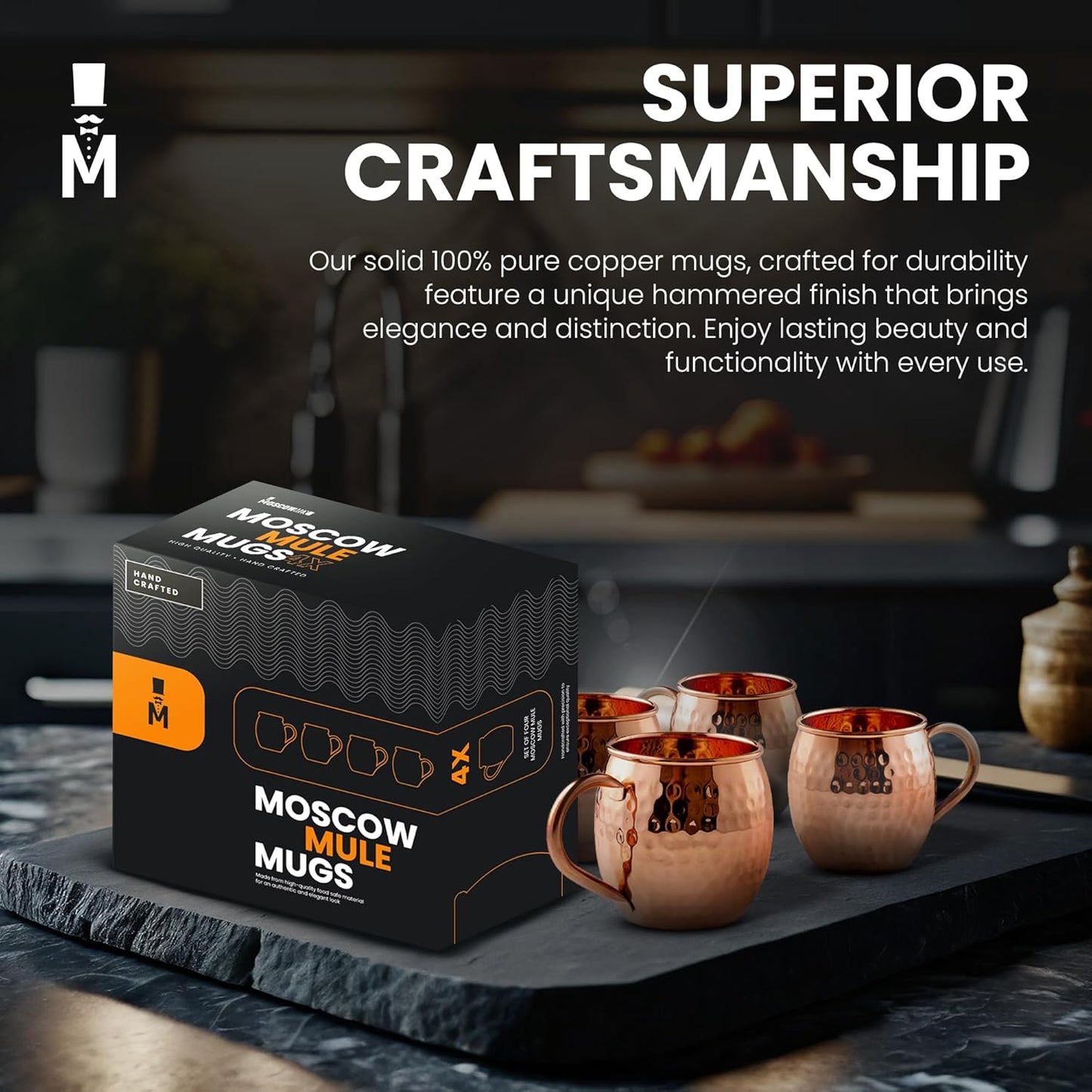 Moscow Mule Copper Mugs Set of 4 – 16oz