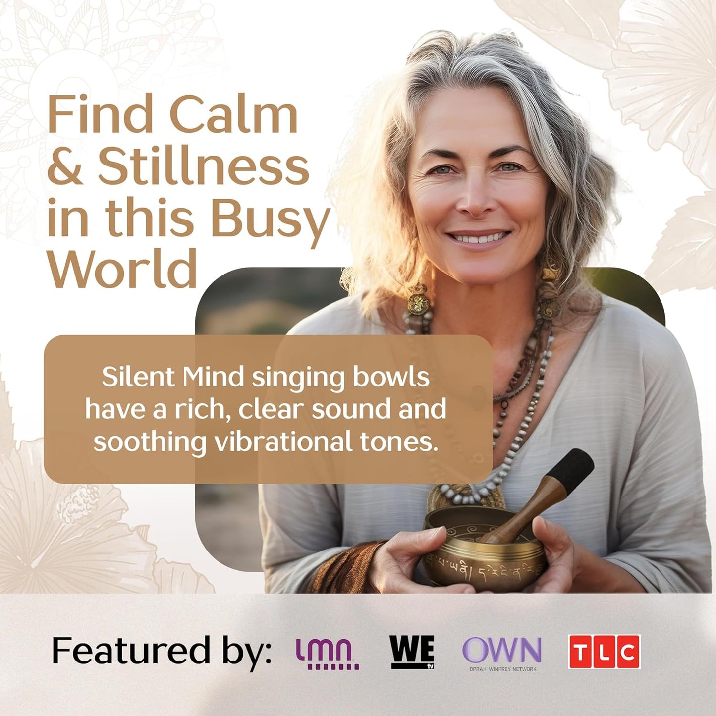 Handmade Tibetan Singing Bowl Set — Etched Himalayan Sound Healing Instrument with Case