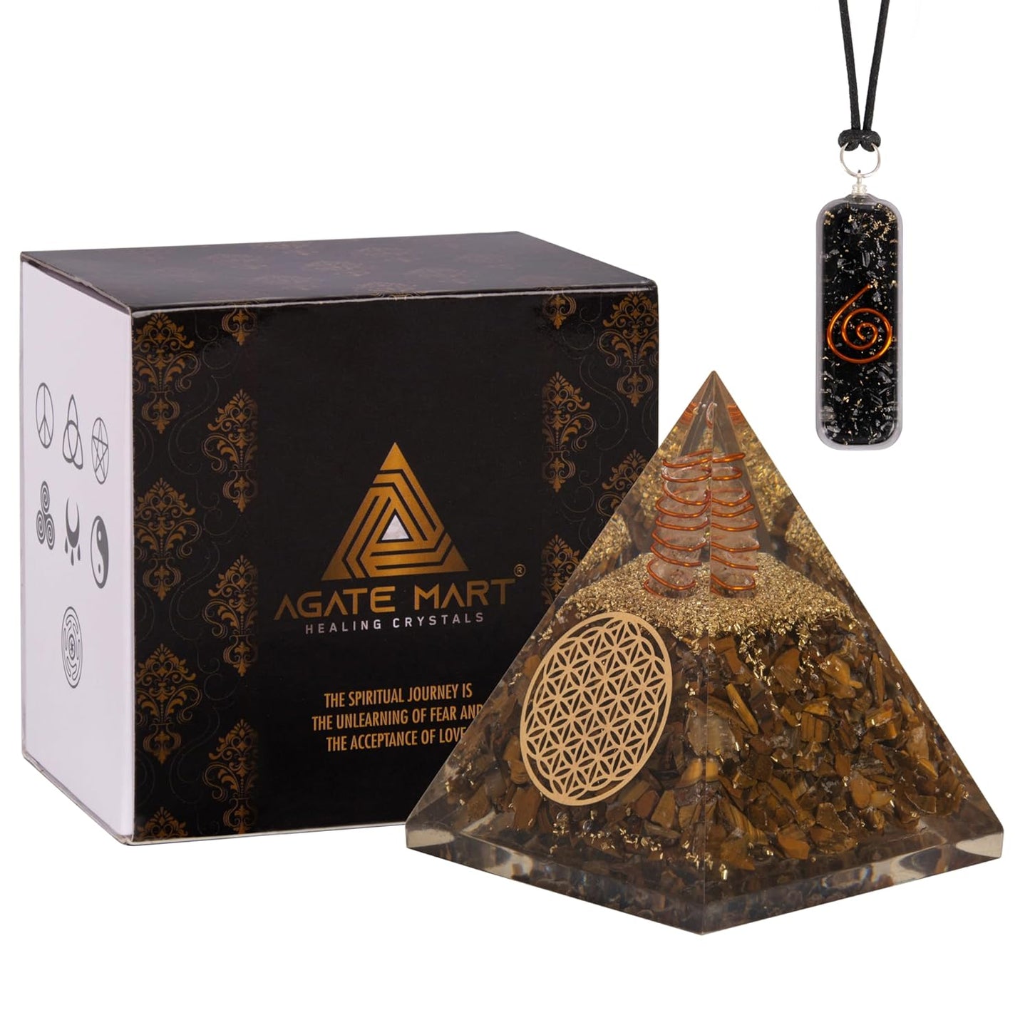 Black Tourmaline Orgonite Pyramid & Pendant Set – Energy Cleansing & Protection