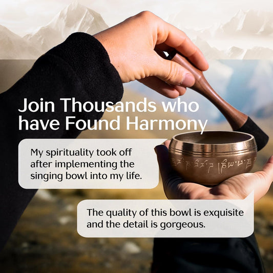 Handmade Tibetan Singing Bowl Set — Etched Himalayan Sound Healing Instrument with Case