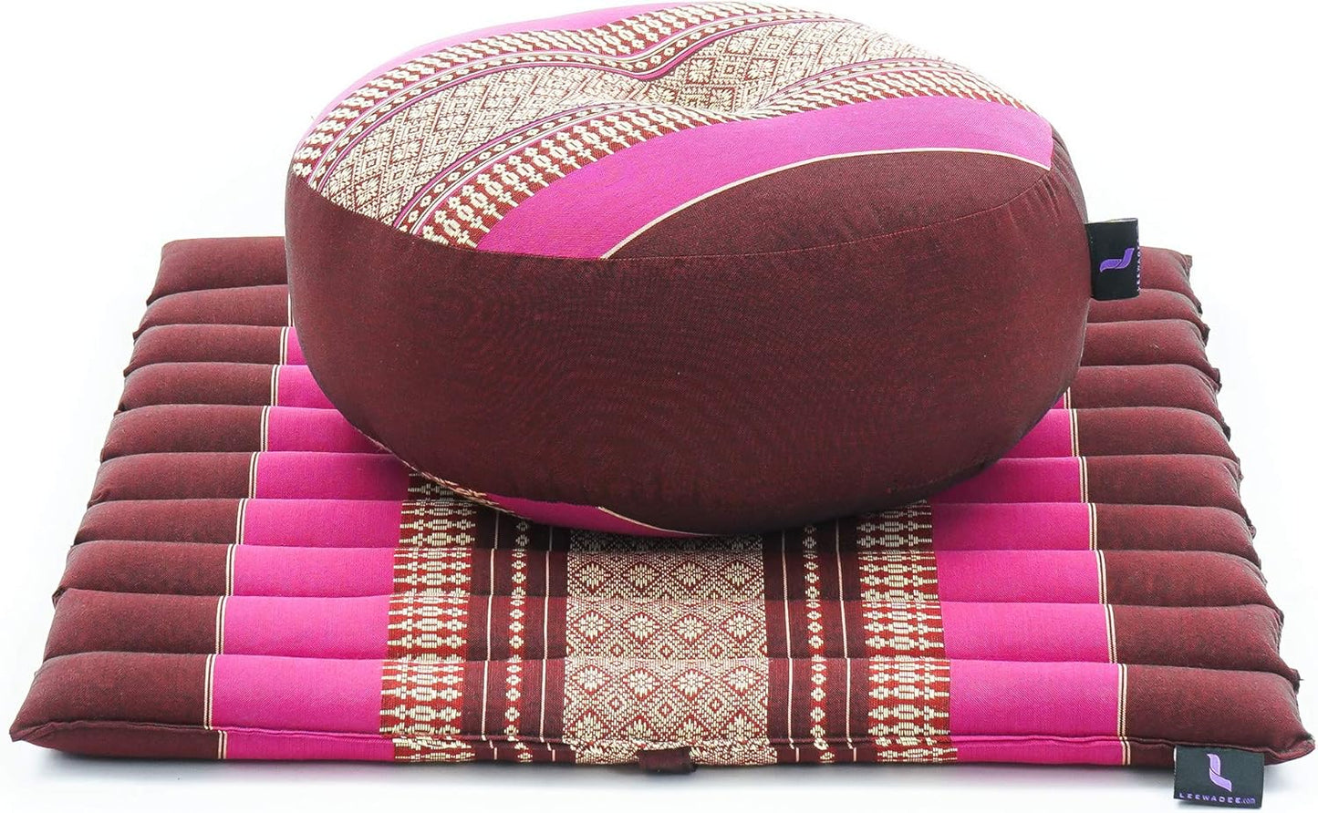 Compact Meditation Cushion Set — Small Zafu & Roll-Up Zabuton with Kapok Fill