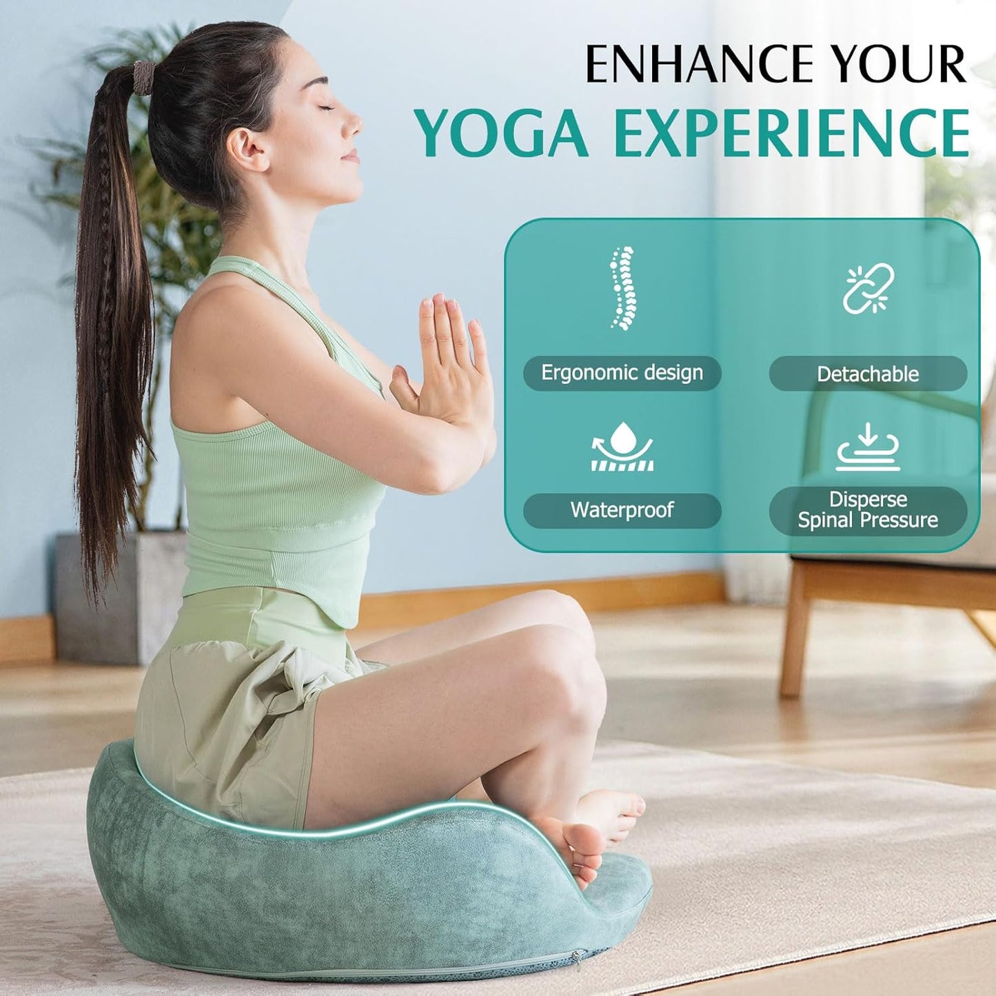 Ergonomic Meditation Cushion — Memory Foam Floor Pillow with Washable Cover