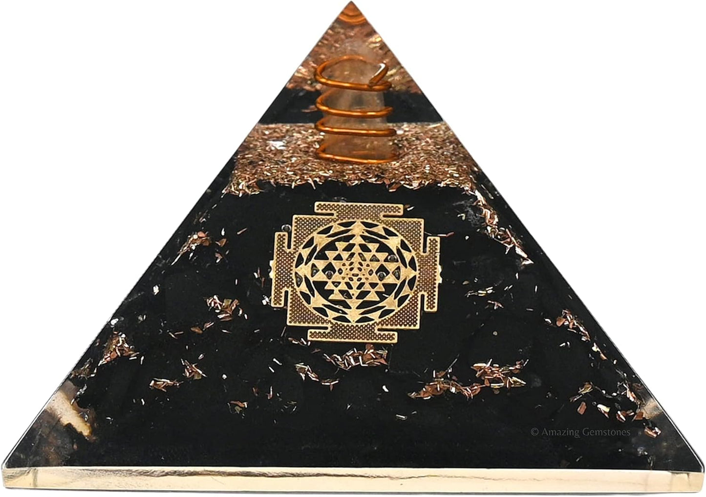 Black Tourmaline Orgone Pyramid – Lotus Flower of Life Energy Generator for Protection & Healing
