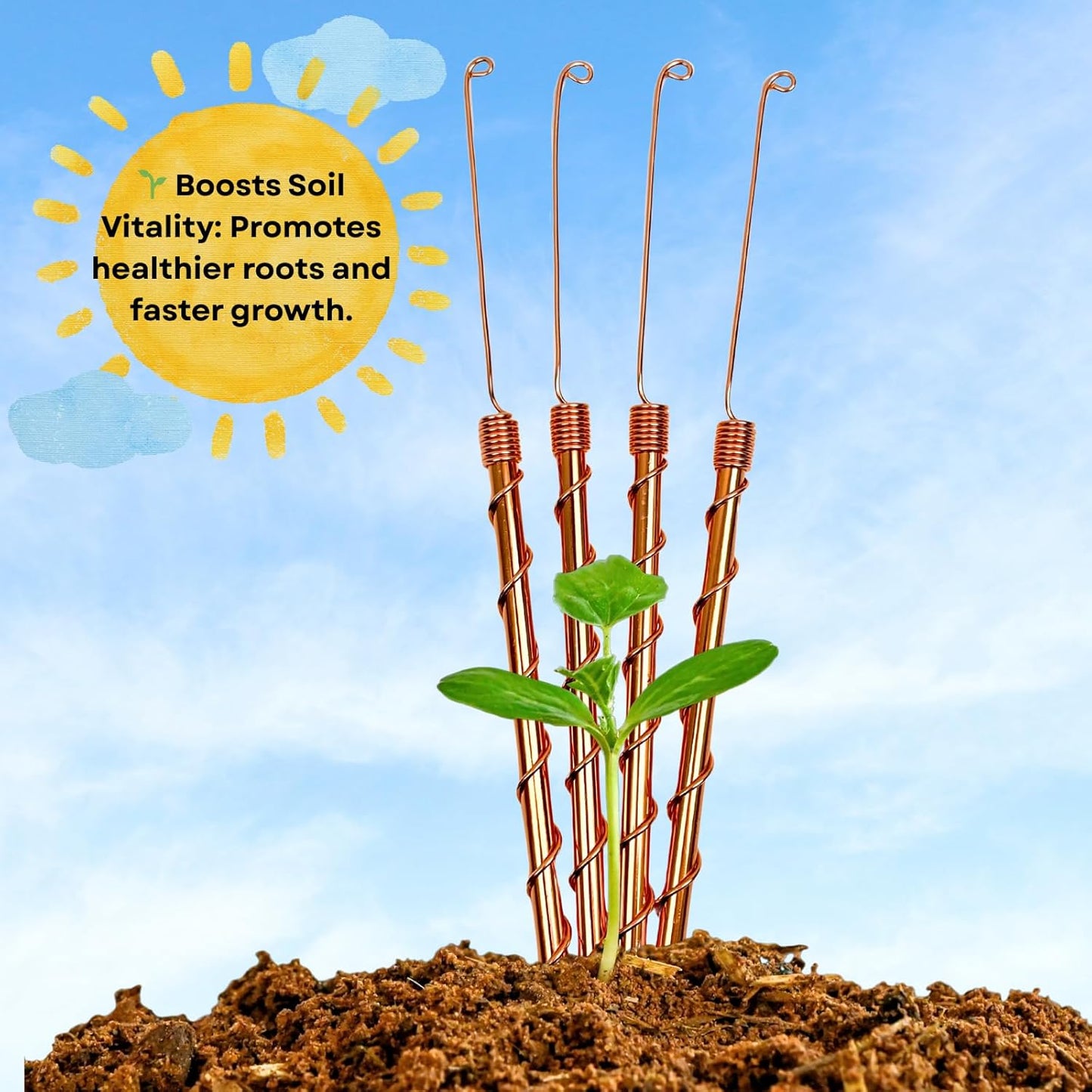 Pure Copper Garden Antennas – Classic Electroculture Rods for Soil & Root Health (4 Pack)