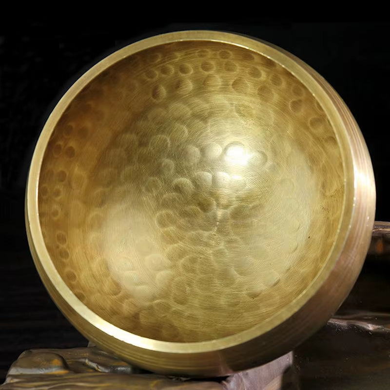 Nepal Handmade Tibet Buddha Sound Bowl with Leather Stick Yoga Meditation Chanting Brass Chime Handicraft Tibetan Singing Bowl