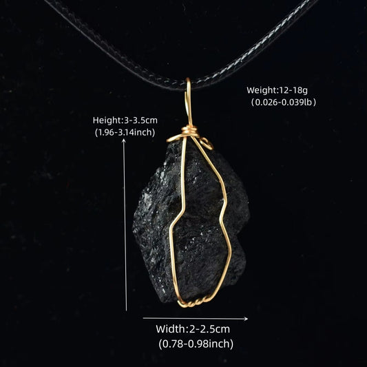 Raw Black Tourmaline Crystal Pendant – Handmade Healing Necklace for Men & Women