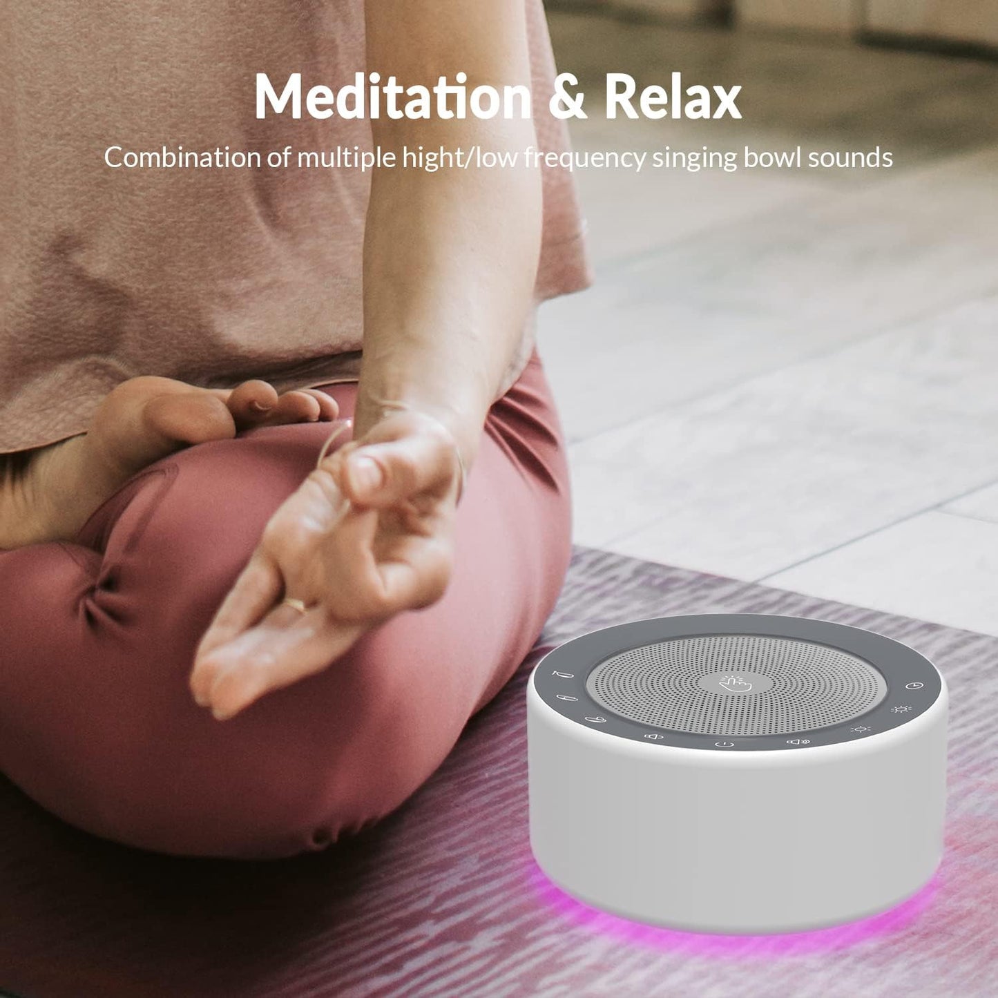 Tibetan Meditation Bowl Sound Machine — 7 Singing Bowl Tones with Light & Timer