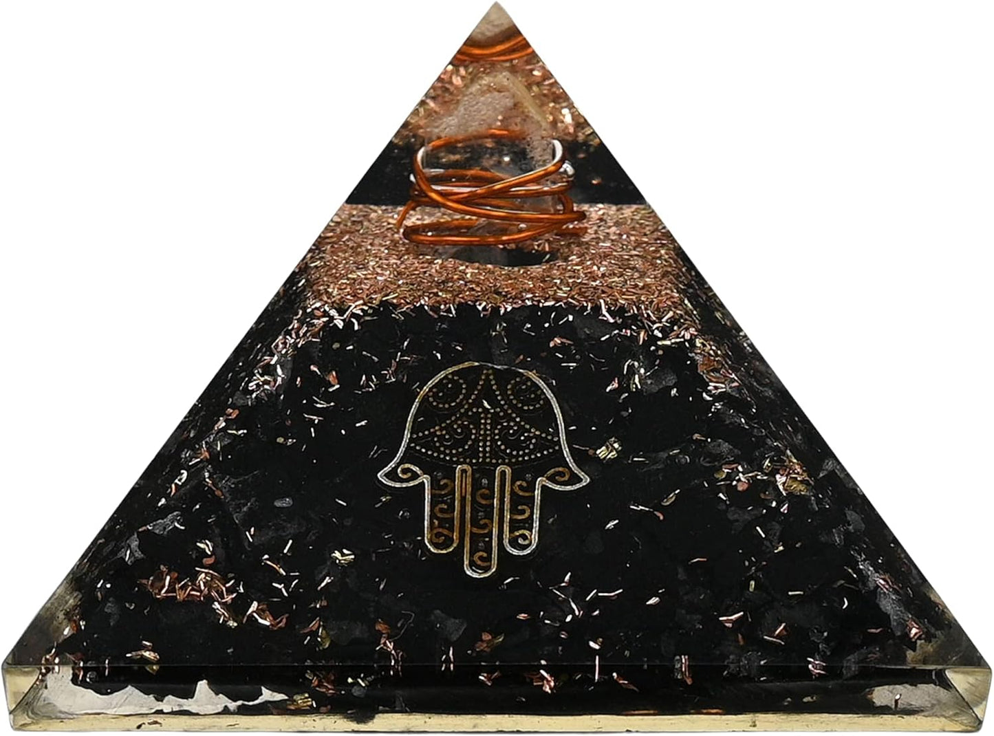 Black Tourmaline Orgone Pyramid – Lotus Flower of Life Energy Generator for Protection & Healing