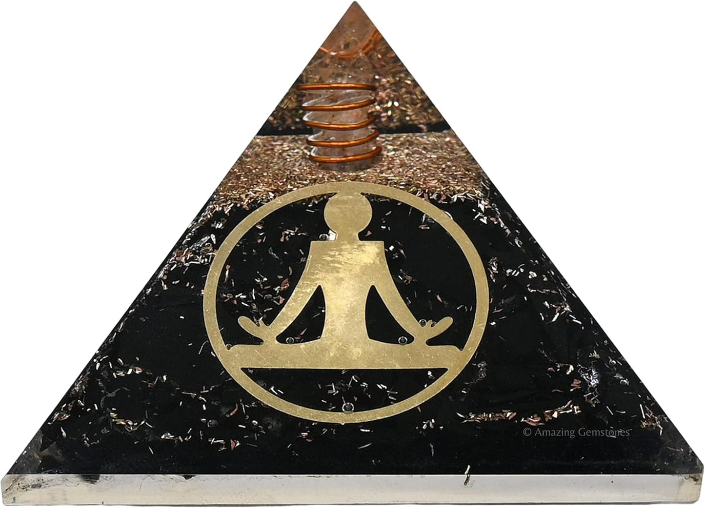 Black Tourmaline Orgone Pyramid – Lotus Flower of Life Energy Generator for Protection & Healing