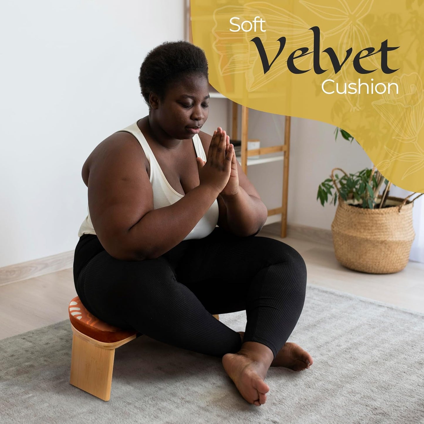 Bamboo Meditation Bench with Cushion — Foldable & Ergonomic