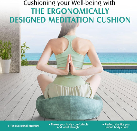Ergonomic Meditation Cushion — Memory Foam Floor Pillow with Washable Cover