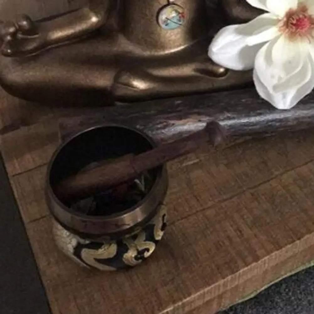 Handmade Tibetan Singing Bowl Set – 8cm Brass Buddha Sound Bowl
