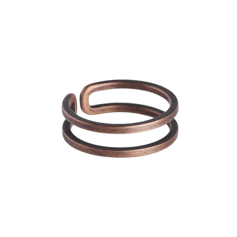 Handcrafted Adjustable Black Copper Ring – Unique Retro Punk Style for Couples & Lovers