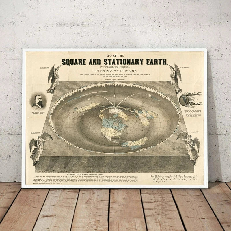 High Definition Poster and Prints 1892 Flat Earth Map