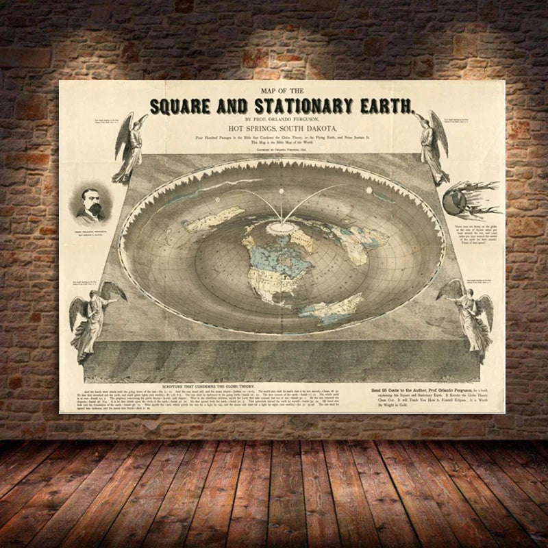 High Definition Poster and Prints 1892 Flat Earth Map