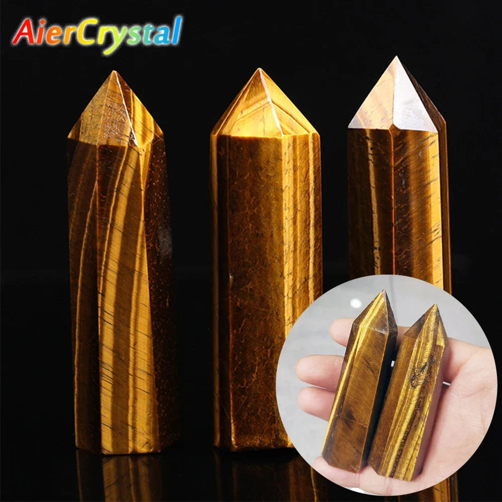 Natural Tiger Eye Crystal Obelisk – Polished Energy Wand for Healing & Chakra Balance