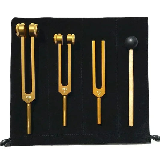 3-Piece Tuning Fork Set – 128Hz, 256Hz, 512Hz Aluminum Sound Healing Kit