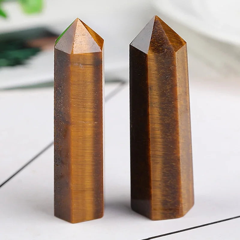 Natural Tiger Eye Crystal Obelisk – Polished Energy Wand for Healing & Chakra Balance