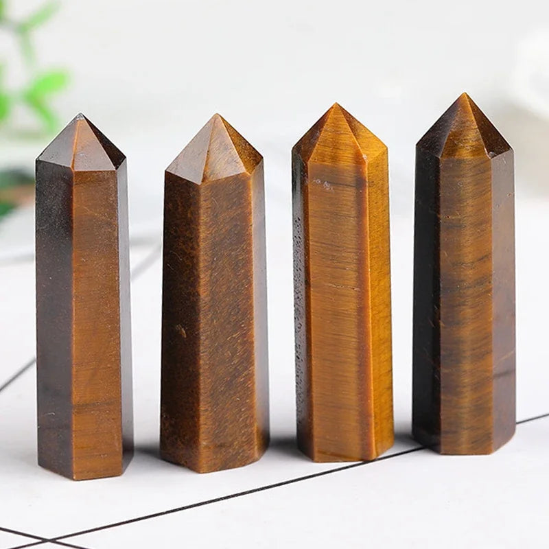 Natural Tiger Eye Crystal Obelisk – Polished Energy Wand for Healing & Chakra Balance