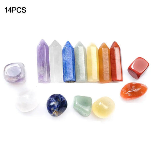 Seven Chakra Hexagonal Crystal Set – Natural Healing Gemstones for Energy Balance & Meditation (7-14 Pcs)