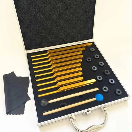 10-Piece Aluminum Alloy Tuning Fork Set – Complete Frequency Healing Kit (174Hz to 963Hz)