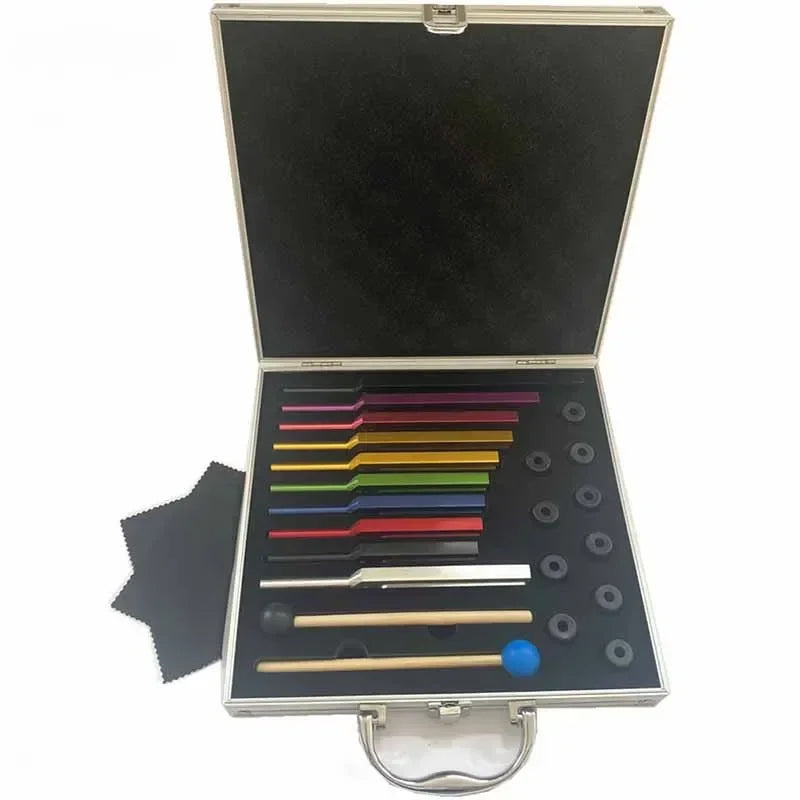 10-Piece Aluminum Alloy Tuning Fork Set – Complete Frequency Healing Kit (174Hz to 963Hz)