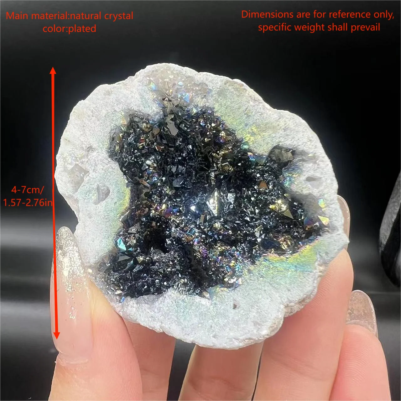 1PC Natural Agate Plated/Electroplated Cornucopia Crystal Cave Raw Stone Bare Stone Display Mineral Specimen Decoration Fortune
