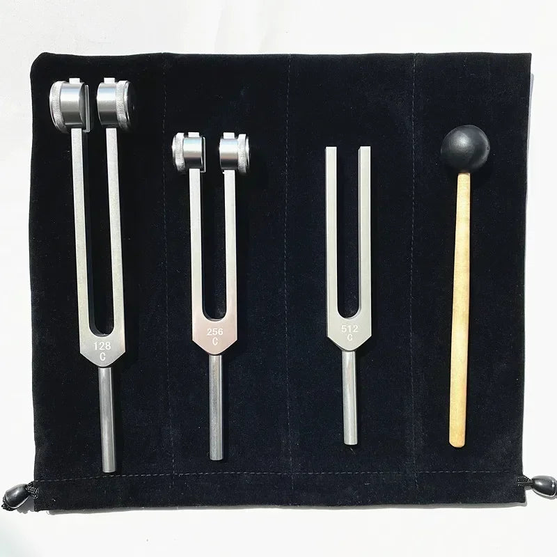 3-Piece Tuning Fork Set – 128Hz, 256Hz, 512Hz Aluminum Sound Healing Kit