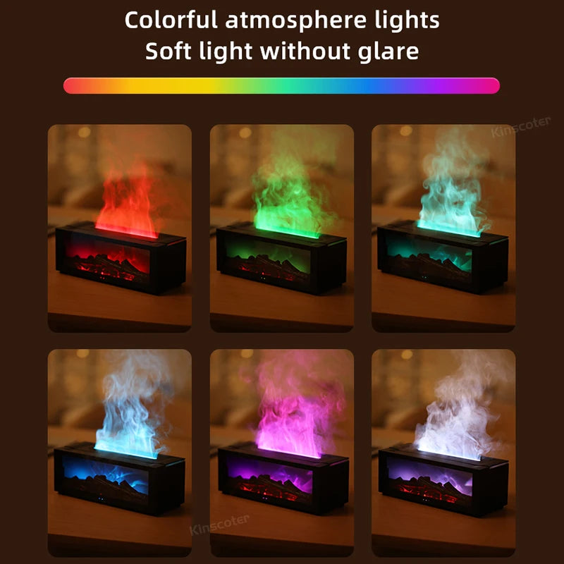 Colorful Flame Fireplace Aroma Diffuser β 150ml Waterless Auto-Off Air Humidifier