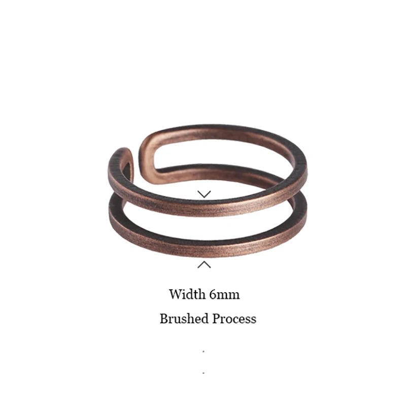 Handcrafted Adjustable Black Copper Ring – Unique Retro Punk Style for Couples & Lovers