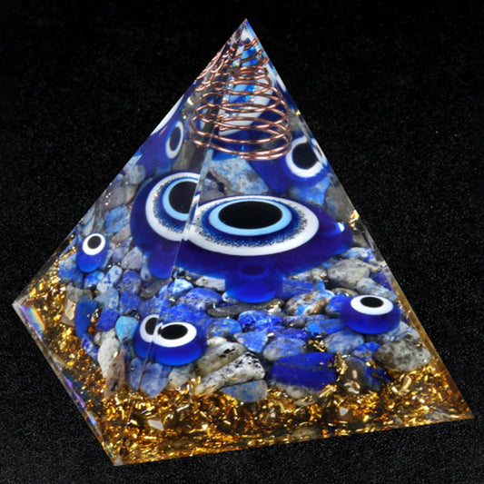 Eye of Protection Orgonite Pyramid – Crystal Energy & Chakra Healing Tool (6cm)