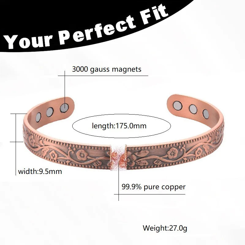 Pure Copper Magnetic Therapy Bracelet – Stylish Healing Jewelry for Men & Women