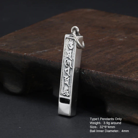 925 Sterling Silver Om Mani Padme Hum Mantra Whistle Pendant – Sacred Protection