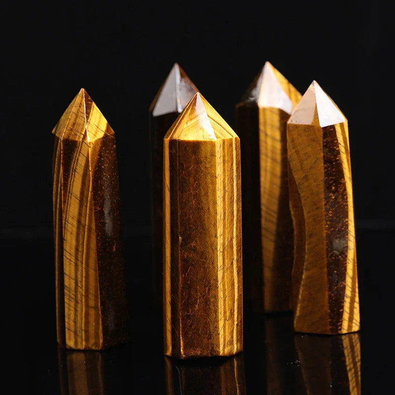 Natural Tiger Eye Crystal Obelisk – Polished Energy Wand for Healing & Chakra Balance
