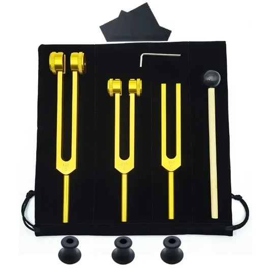 3-Piece Tuning Fork Set – 128Hz, 256Hz, 512Hz Aluminum Sound Healing Kit