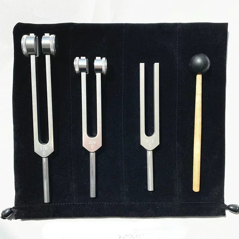 3-Piece Tuning Fork Set – 128Hz, 256Hz, 512Hz Aluminum Sound Healing Kit