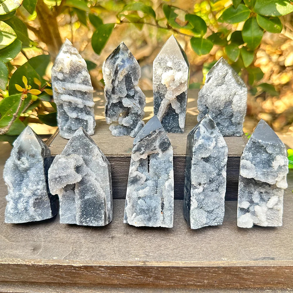 1PC Natural Druzy Sphalerite Tower