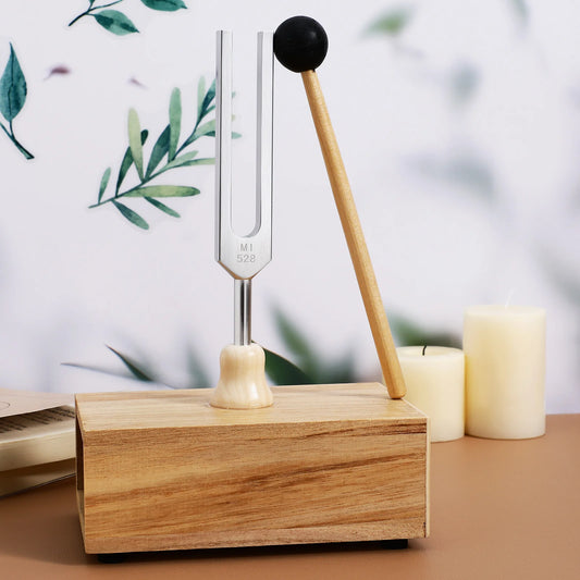 528Hz Frequency Healing Tuning Fork Set with Wooden Resonance Box & Mallet